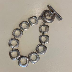 Tiffany & Co. Sterling Silver Square Link Bracelet with Toggle Clasp - RETIRED